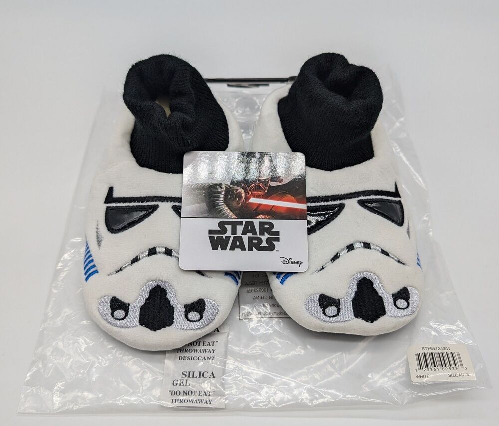 NEW Star Wars Stormtrooper Young Kids Child Slippers House Shoes Size 7-8